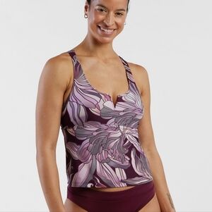 Title Nine Rich Fig Floral Aria Tankini Swim Top, SIZE 38C